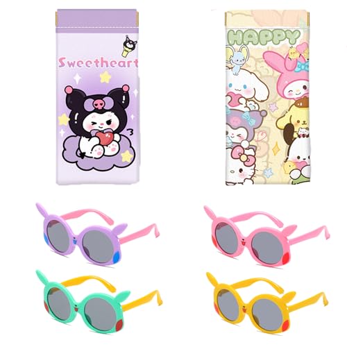 BIRBANN Kinder Sonnenbrille 6 Monate bis 4 Jahre, Sonnenbrille mit Cartoon-Tasche, flexible Rahmen, geeignet für alle Strandpartys. (Lila) von BIRBANN