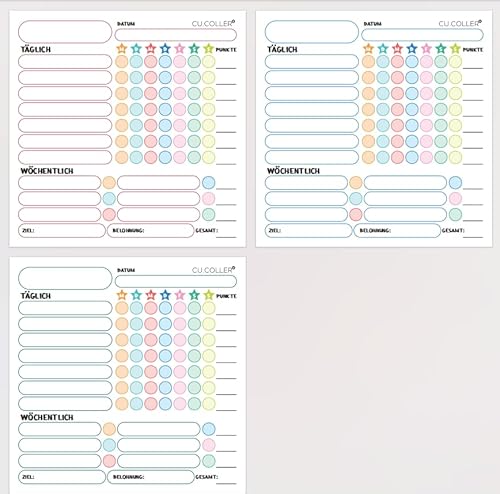 BIROYAL Belohnungstafel für Kinder, Magnetisch Wochenplaner Abwischbar, Familienplaner mit 6 Stifte, Whiteboard Kühlschrank, Magnettafel für Kinder zum Lernen von Verantwortung&Sauberkeitstraining von BIROYAL