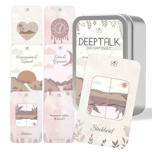 Deeptalk Karten Spiel mit 119 Karten In 6 Kategorien - Kommunikationsspiel für Frauen, Paare, Freunde & Familie - mit Fragen zum Lachen & Heilen - Erzählt euch mehr - Partyspiel für Mädelsabende Deeptalk Karten Spiel mit 119 Karten In 6 Kategorien - Kommunikationsspiel für Frauen, Paare, Freunde & Familie - mit Fragen zum Lachen & Heilen - Erzählt euch mehr - Partyspiel für Mädelsabende von BIROYAL