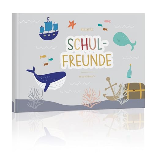 BIROYAL Freundebuch Schule Mädchen und Jungen Regenbogen Design | Schulfreundebuch Geschenk zur Einschulung | Meine Freunde Buch zum Ausfüllen | Freundschaftsbuch für Kindergarten, Grundschule, Ozeane von BIROYAL