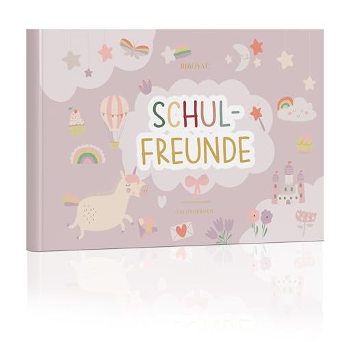 BIROYAL Freundebuch für Kindergarten, Grundschule |Einhorn Freundebuch für Junge und Mädchen |21 * 14 cm Hardcover mit 120 Seiten zum Ausfüllen für Deine Freunde von BIROYAL