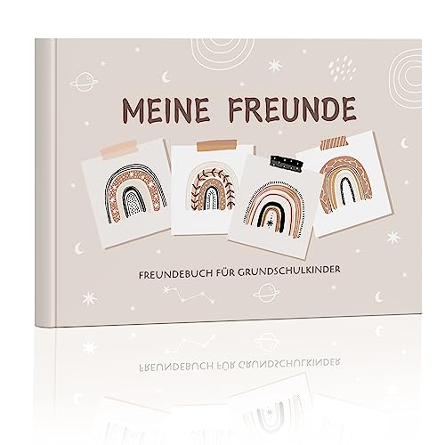 BIROYAL Freundebuch Kindergarten Mädchen | Regenbogen Design | Schulfreundebuch Geschenk zur Einschulung | Meine Freunde | Freundschaftsbuch zum Ausfüllen für Kindergarten, Grundschule von BIROYAL