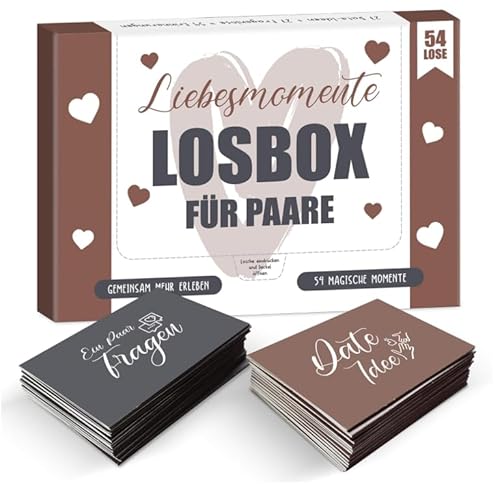 BIROYAL Losbox Lose für Paare mit 54 Date Ideen & Fragen, Partner Geschenk für unvergessliche Momente, Lose mit Ideen für Spiel, Spaß & viel Liebe, Gutscheine für Pärchen, Geschenkidee für Partner BIROYAL Losbox Lose für Paare mit 54 Date Ideen & Fragen, Partner Geschenk für unvergessliche Momente, Lose mit Ideen für Spiel, Spaß & viel Liebe, Gutscheine für Pärchen, Geschenkidee für Partner von BIROYAL