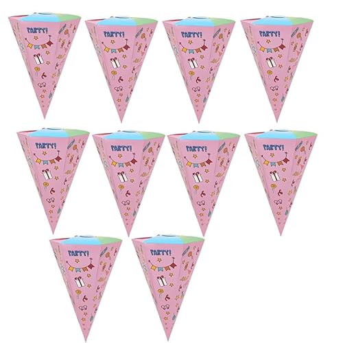 BITHAI 10stk Geschwisterschultüte 30cm, Faltbare Zuckertüte für die Einschulung zum Schulanfang, Schultüte zur Einschulung, Geschenkverpackung Schultüte Mädchen Zuckertüte klein (rosa) von BITHAI