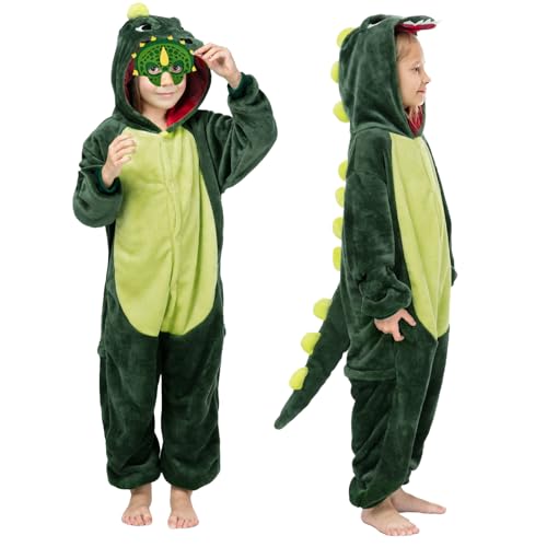 BITOWO Dinosaurier Kostüm Kinder 86-92 Faschings Kostüm Dino Kinder Jungen Mädchen Dino Kostüm Kinder T Rex Dinosaurier Dino Onesie Jumpsuit Baby Kind Tier Drachen Kostüm Kinder für Karneval von BITOWO