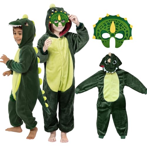 Dinosaurier Kostüm Kinder 104 110 116 Faschings Kostüm Dino Kinder Jungen Mädchen 4-5 Jahre Dino Kostüm Kinder Dinosaurier Dino Onesie Jumpsuit Baby Kind Tier Drachen Kostüm Kinder für Karneval von BITOWO