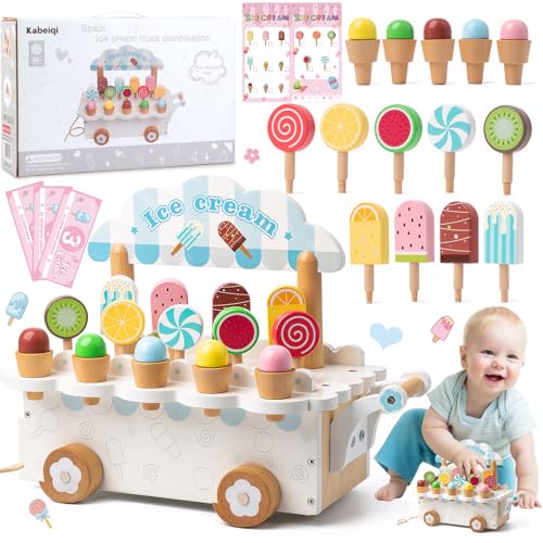 Eisdiele Kinder Holz, Kaufladen Zubehör Eisladen Kinder Eiscreme Einkaufsladen EIS Holzspielzeug Spielküche Zubehör Eisverkauf Kaufmannsladen zum Rollenspiel, Montessori Spielzeug Geschenk ab 3 Jahre Eisdiele Kinder Holz, Kaufladen Zubehör Eisladen Kinder Eiscreme Einkaufsladen EIS Holzspielzeug Spielküche Zubehör Eisverkauf Kaufmannsladen zum Rollenspiel, Montessori Spielzeug Geschenk ab 3 Jahre von BITOYO