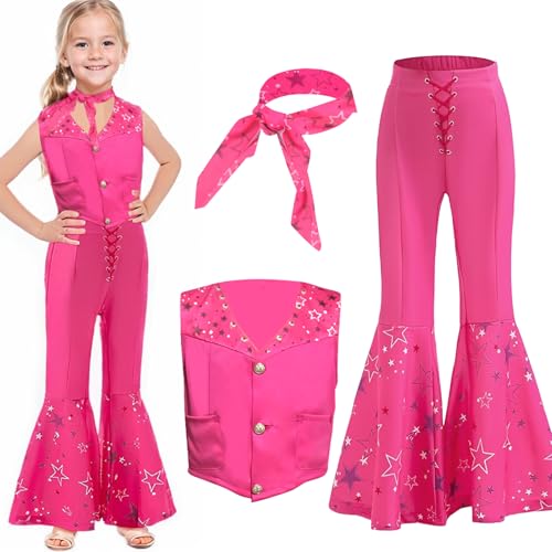 Mädchen Cowgirl Outfit, Rosa Cowgirl Kostüm, Mädchen Kostüm, Mädchen Cosplay Kostüm Mädchen Karneval Kostüm, Mode Kostüm für Halloween Geburtstag Party Bühne von BITOYO