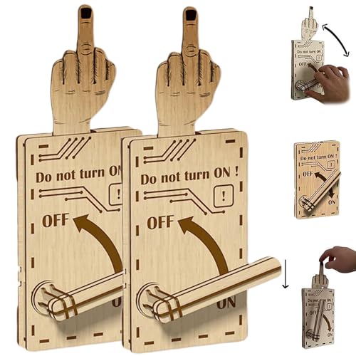 Lustiges Mittelfinger-Spielzeug, Handgefertigter, Umklappbarer Mittelfinger Aus Holz, Interaktives Mittelfinger-Geschenk, Das Stimmung Ausdrückt, Pop-up-Geschenk Für Erwachsene (2 Stück) von BIUBIULOVE