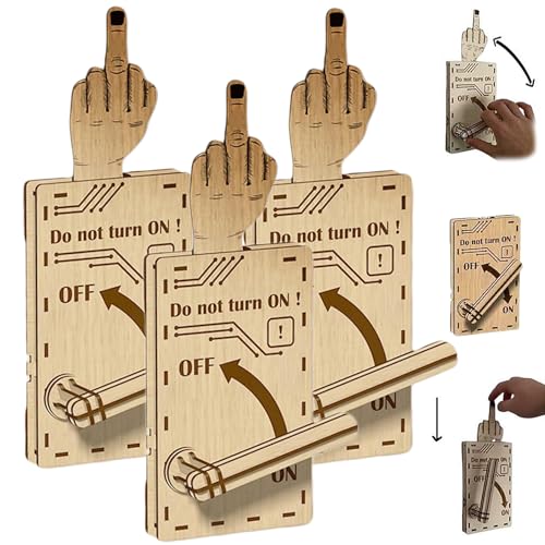 Lustiges Mittelfinger-Spielzeug, Handgefertigter, Umklappbarer Mittelfinger Aus Holz, Interaktives Mittelfinger-Geschenk, Das Stimmung Ausdrückt, Pop-up-Geschenk Für Erwachsene (3 Stück) von BIUBIULOVE