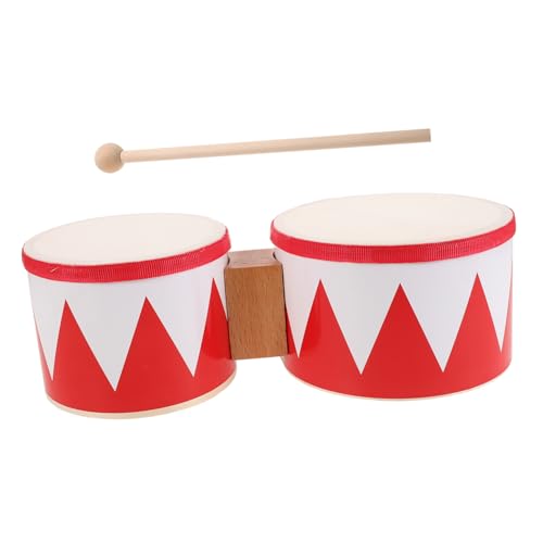 BIUDECO 1 Satz Bongo-Trommel Instrumentenzubehör Percussion-zubehör Kleinkindertrommel Schlaginstrumente Trommel Mit Stock Bongos Spielzeug Kleine Trommel Trommelinstrument Rot Plastik von BIUDECO