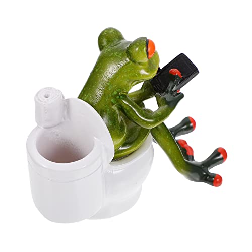 BIUDECO 1 Stück Toilettenstifthalter Aus Harz Froschfigur Froschskulptur Goblincore Raumdekoration Frosch SMS Auf Der Toilette Tierstifthalter Tierstifthalter Desktop von BIUDECO