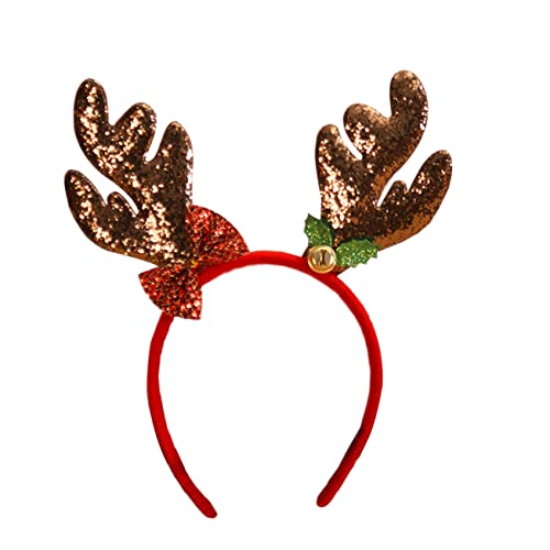 BIUDECO 1PC Weihnachtsdekoration Glitzernde Rentiergeweih Haarreifen Mit Glocken Festlicher Haarband Für Weihnachten Karneval Und Partys von BIUDECO