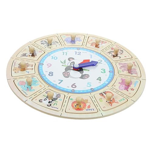 BIUDECO Kognitive Uhr Uhrlernen Für Kinder Kinderwecker Tragbare Uhr Unterrichtsuhren Für Kinder Puzzle-Spielzeug Für Kleinkinder Uhr-Puzzle Kinderuhr Lernt Zeit Zu Sagen Cartoon-Uhr Holz von BIUDECO