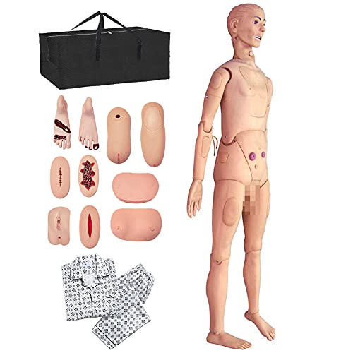 BIUYYY 170cm PVC Männchen Pflegepuppe Altenpflege mit Simulation Viszerale & Austauschbarem Wundmodul & Aufbewahrungstasche Pflegepuppen für die Krankenpflegeausbildung Lehre Ausbildungspraxis von BIUYYY