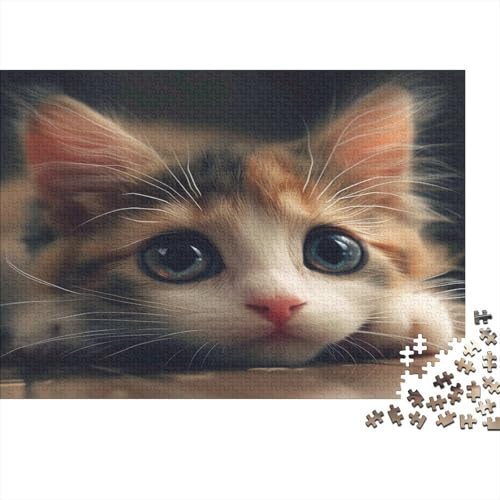 Cute Blue Eyed Kat Puzzle 1000 Teile Puzzles Für Erwachsene Lernspiel Herausforderungsspielzeug 1000-teilige Puzzlespiel Für Erwachsene Kinder Puzzel 1000pcs (75x50cm) von BIYQBWPLX