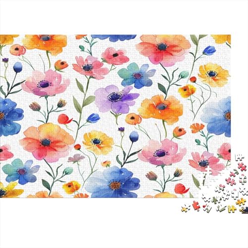 Watercolor Blumes Puzzle 1000 Teile,Puzzle Für Erwachsene, Impossible Puzzle,Puzzle 1000 Puzzle Home DekoRatteion Puzzle,Erwachsenenpuzzle Puzzel 1000pcs (75x50cm) von BIYQBWPLX