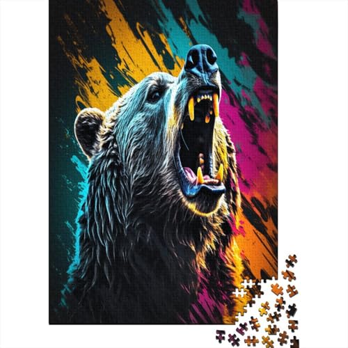 Bär 1000 Stück Puzzles Für Erwachsene Teenager Stress Abbauen Familien-Puzzlespiel Mit Poster in 1000-teiliges Puzzle Kinder Lernspiel Spielzeug Geschenk Puzzel 1000pcs (75x50cm) von BIZLCHSYU