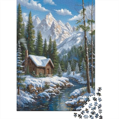 Berghütte Puzzle 1000 Teile,für Erwachsene, Impossible Puzzle,farbenfrohes Legespiel,Geschicklichkeitsspiel Für Die Ganze Familie,Erwachsenenpuzzle Puzzel 1000pcs (75x50cm) von BIZLCHSYU