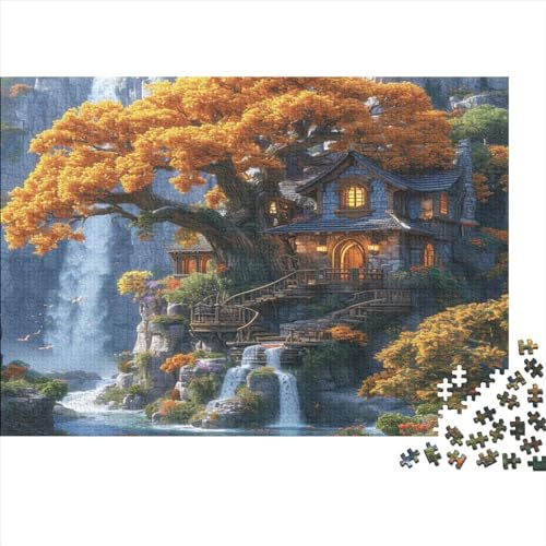 Berghütte Puzzle 1000 Teile,für Erwachsene, Impossible Puzzle,farbenfrohes Legespiel,Geschicklichkeitsspiel Für Die Ganze Familie,Erwachsenenpuzzle Puzzel 1000pcs (75x50cm) von BIZLCHSYU