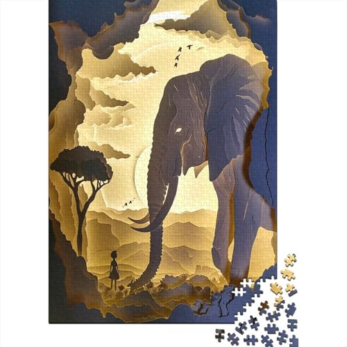 Elefant 1000 Stück Puzzles Für Erwachsene Teenager Stress Abbauen Familien-Puzzlespiel Mit Poster in 1000-teiliges Puzzle Kinder Lernspiel Spielzeug Geschenk Puzzel 1000pcs (75x50cm) von BIZLCHSYU