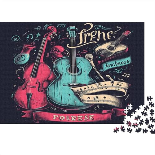 Gitarre 1000 Stück Puzzles Für Erwachsene Teenager Stress Abbauen Familien-Puzzlespiel 1000-teiliges Puzzle Kinder Lernspiel Spielzeug Geschenk Puzzel 1000pcs (75x50cm) von BIZLCHSYU