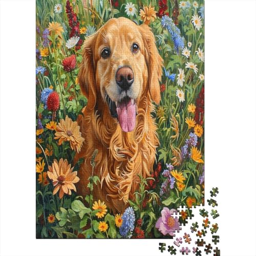 Golden Retriever Puzzle 1000 Teile Puzzle Erwachsene Schwieriges Schwer Puzzle Für Erwachsene Und Kinder Ab 14 Jahren Puzzel 1000pcs (75x50cm) von BIZLCHSYU