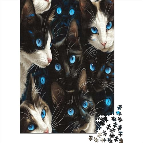 Süße blauäugige Katze 1000 Stück Puzzles Für Erwachsene Teenager Stress Abbauen Familien-Puzzlespiel 1000-teiliges Puzzle Kinder Lernspiel Spielzeug Geschenk Puzzel 1000pcs (75x50cm) von BIZLCHSYU