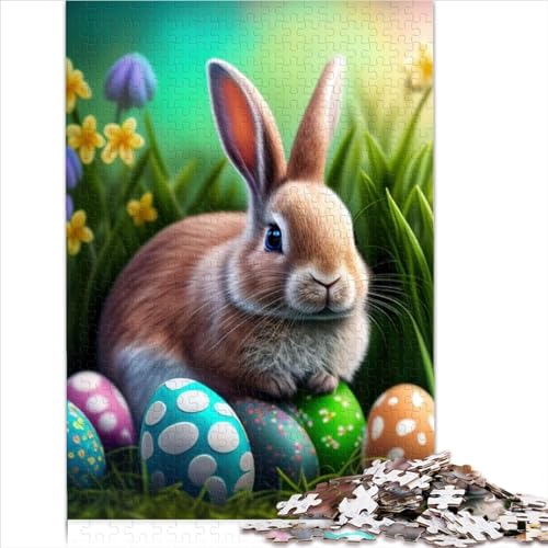 1000 Teile Puzzle Kaninchen Osterhase Tier Rechteckpuzzles für Erwachsene und Kinder Holzpuzzles Familienaktivität 500 Teile (52x38cm) von BIZOCA