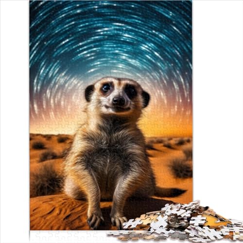 Holzpuzzle 1000 Teile Sternennacht Erdmännchen Puzzle für Erwachsene Rechteck für Jugendliche ESS Puzzles 1000 Teile (75 x 50 cm) von BIZOCA