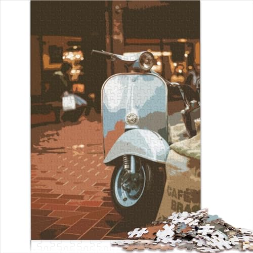 Lustige Puzzles für Erwachsene 1000 Teile Vespa bei Nacht Puzzle für Erwachsene Holzpuzzles Erwachsene 1000 Teile (75 x 50 cm) von BIZOCA