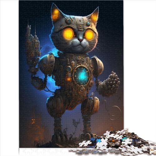 Puzzle 1000 Teile WeltraumMechanische Katze kreative runde Puzzles für Erwachsene und Kinder Holzpuzzles Puzzles für Erwachsene Geschenke 1000 Stück (75 x 50 cm) von BIZOCA
