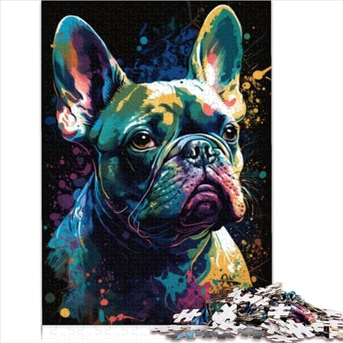 Puzzles für Erwachsene 1000 Puzzles im Stil der französischen Bulldogge für Holzpuzzles Puzzle herausforderndes Spiel 1000 Teile (75 x 50 cm) von BIZOCA