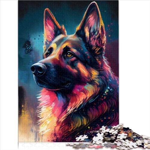 Puzzles für Erwachsene 1000 Teile bunter Deutscher Schäferhund Holzpuzzle für Erwachsene Puzzles für Erwachsene 1000 Teile (75 x 50 cm) von BIZOCA