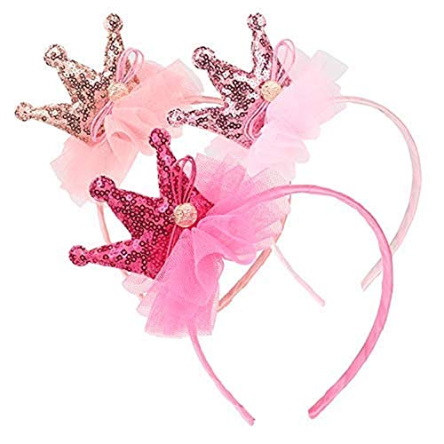 BJ-SHOP Madchen Krone, Prinzessin Tiara Set Tiara Elastisches Haarband Sparkling Crown Stirnband 3 Stuck von BJ-SHOP