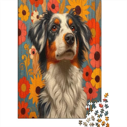 Australian Shepherd Dog 1000 Stück Erwachsene Puzzle Spiele Entspannung und Intelligenz Puzzle für Familienspiel Geschenk Für Liebe Und Freund Nachhaltiges Holzpuzzle 1000 Stück (75 x 50 cm) von BJLZGUDFV