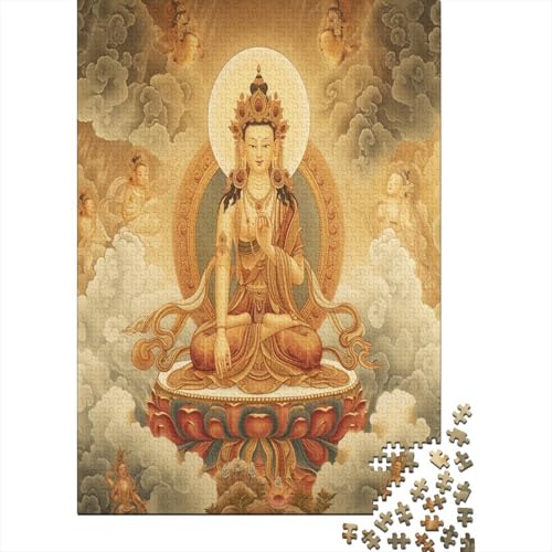 Buddha Statuen Holzpuzzle 1000 Teile für Erwachsene anspruchsvolles Puzzle für Erwachsene Geschenk mit 1000 Teilen oder Ganzstück für Männer und Frauen 1000 Stück (75 x 50 cm) von BJLZGUDFV