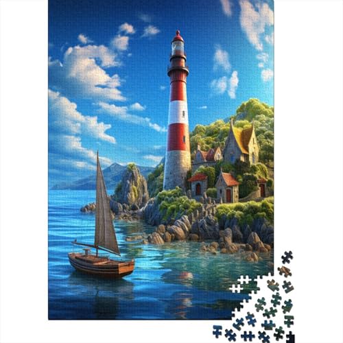 Coastal Lighthouses Puzzle 1000 Teile Puzzle Für Erwachsene Holzpuzzle Lernspiel Für Erwachsene Herausforderung Spielzeug Geschenk Für Alle Frauen Und Männer 1000 Stück (75x50cm) von BJLZGUDFV