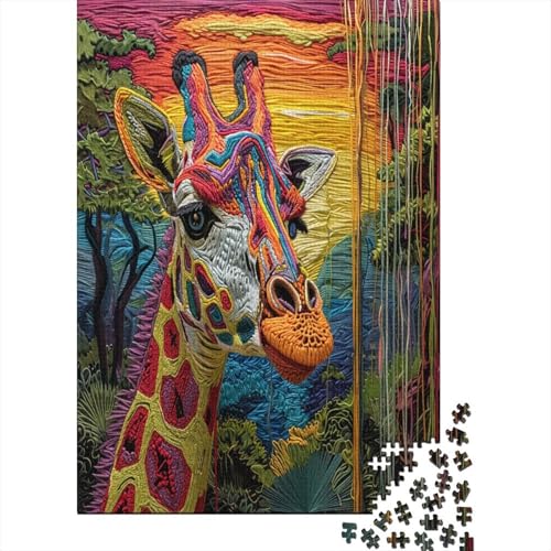 Colored Giraffe 1000 Stück Erwachsene Puzzle Spiele Entspannung und Intelligenz Puzzle für Familienspiel Geschenk Für Liebe Und Freund Nachhaltiges Holzpuzzle 1000 Stück (75 x 50 cm) von BJLZGUDFV