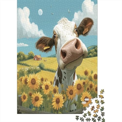 Cute Little Cow Puzzle für Erwachsene, 1000 Teile, nachhaltig, pädagogisch, Puzzlespiele für die Wanddekoration der Erwachsenenfamilie, 1000 Stück, 1000 Stück (75 x 50 cm) von BJLZGUDFV