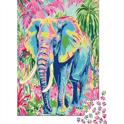 Elefant 1000 Stück Puzzles Für Erwachsene Teenager Stress Abbauen Familien-Puzzlespiel Mit Poster in 1000-teiliges Puzzle Kinder Lernspiel Spielzeug Geschenk Puzzel 1000pcs (75x50cm) von BJLZGUDFV