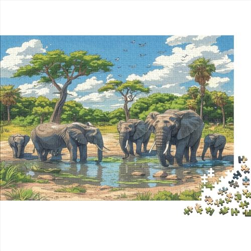 Elefant Puzzlespiel 1000 Teile Jigsaw Puzzle 1000 Puzzle FüR Erwachsene Kinder Senioren Erwachsenen Puzzlespiel Puzzel 1000pcs (75x50cm) von BJLZGUDFV