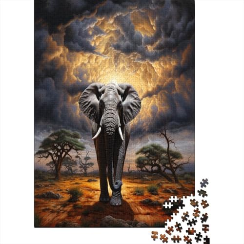 Elephant 1000 Stück Erwachsene Puzzle Spiele Entspannung und Intelligenz Nachhaltiges Holzpuzzle für Familienspiel Geschenk für Liebe und Freund Nachhaltig 1000 Stück (75 x 50 cm) von BJLZGUDFV