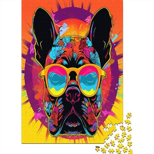 French Bulldog Puzzle mit 1000 Teilen für Erwachsene, unmöglich, Geschicklichkeitsspiel für die ganze Familie, anspruchsvolle Puzzlespiele, tolles Geschenk für Erwachsene, 1000 Stück (75 x 50 cm) von BJLZGUDFV