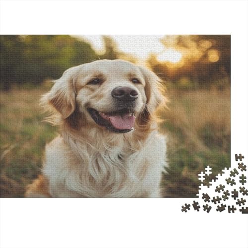 Golden Retriever Puzzle 1000 Teile,für Erwachsene, Impossible Puzzle,farbenfrohes Legespiel,Geschicklichkeitsspiel Für Die Ganze Familie,Erwachsenenpuzzle Puzzel 1000pcs (75x50cm) von BJLZGUDFV