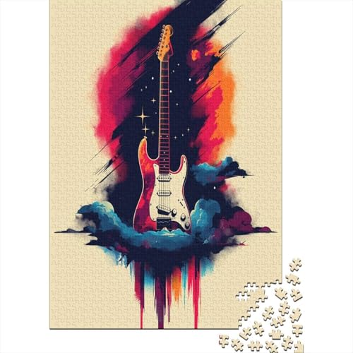 Guitar Puzzle mit 1000 Teilen für Erwachsene Holzpuzzle 1000 Teile Familienspiel anspruchsvolles Puzzle Wanddekoration 1000 Stück (75 x 50 cm) von BJLZGUDFV