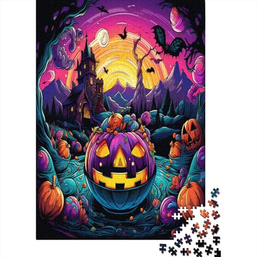 Halloween Pumpkin Puzzle für Erwachsene 1000 Teile Holzpuzzle 1000 Teile Spiele Puzzle Dekoration für Zuhause Puzzle Geschenke für Jungen und Mädchen Erwachsene 1000 Stück (75 x 50 cm) von BJLZGUDFV