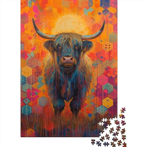 Highland Cattle Klassische Puzzles 1000 Teile für Erwachsene, Jigsaw Puzzles Kinder, Puzzle Dekompressionsspielzeug Intellektuell Pädagogisch Lustig Spiel für Familien 1000 Stück (75 x 50 cm) von BJLZGUDFV