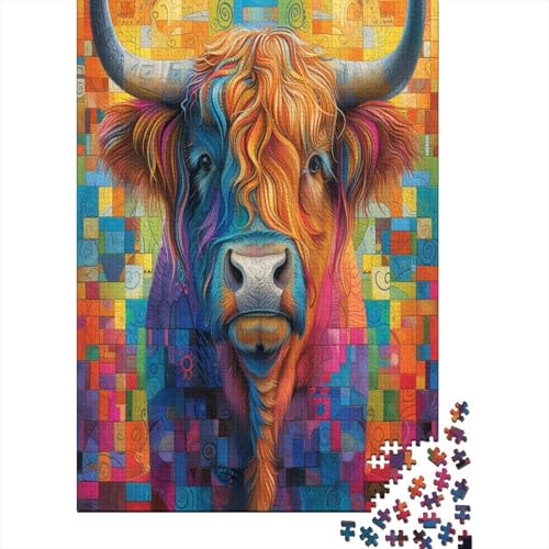 Highland Cattle Puzzle für Erwachsene 1000 Teile Für Erwachsene, 1000-teiliges Puzzle für Erwachsene, anspruchsvolle Puzzlespiele, geeignet für Männer und Frauen, 1000 Stück (75 x 50 cm) von BJLZGUDFV