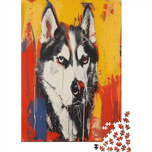 Huskies Puzzle 1000 Teile für Erwachsene Holzpuzzle 1000 Teile für Erwachsene Puzzlespiel Puzzlespiel Wohnkultur 1000 Stück (75 x 50 cm) von BJLZGUDFV